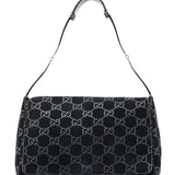Gucci 1997 Black GG Suede Horsebit Bag