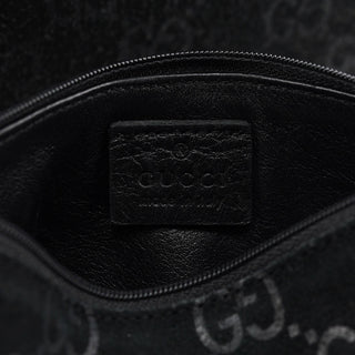 Gucci 1997 Black GG Suede Horsebit Shoulder Bag