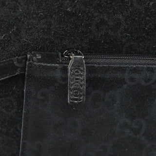 Gucci 1997 Black GG Suede Horsebit Shoulder Bag