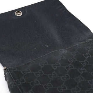Gucci 1997 Black GG Suede Horsebit Shoulder Bag