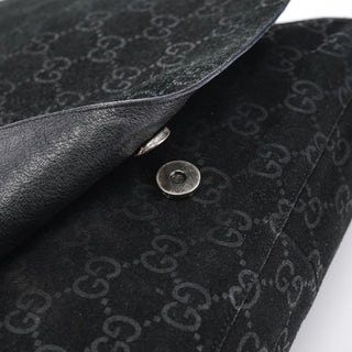Gucci 1997 Black GG Suede Horsebit Shoulder Bag