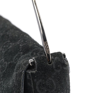 Gucci 1997 Black GG Suede Horsebit Shoulder Bag