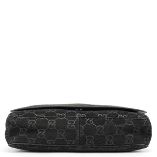 Gucci 1997 Black GG Suede Horsebit Shoulder Bag