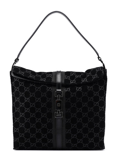 Gucci 1997 Black GG Suede Jackie Shoulder bag