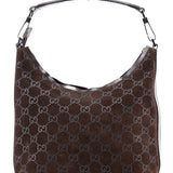 Gucci 1997 Black GG Suede Shoulder Bag