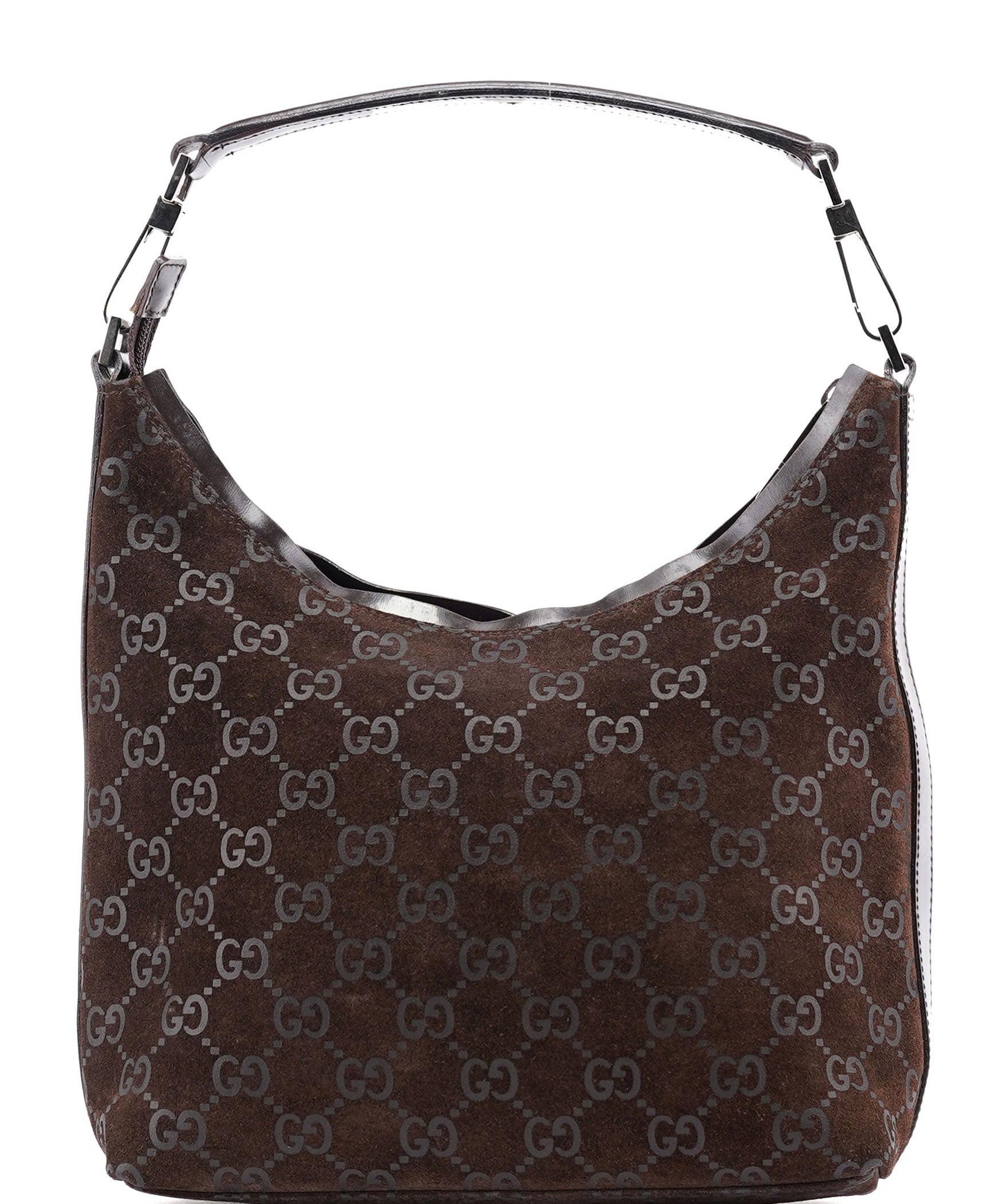 Gucci 1997 Black GG Suede Shoulder Bag
