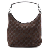 Gucci 1997 Black GG Suede Shoulder Bag