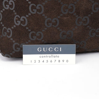 Gucci 1997 Black GG Suede Shoulder Bag