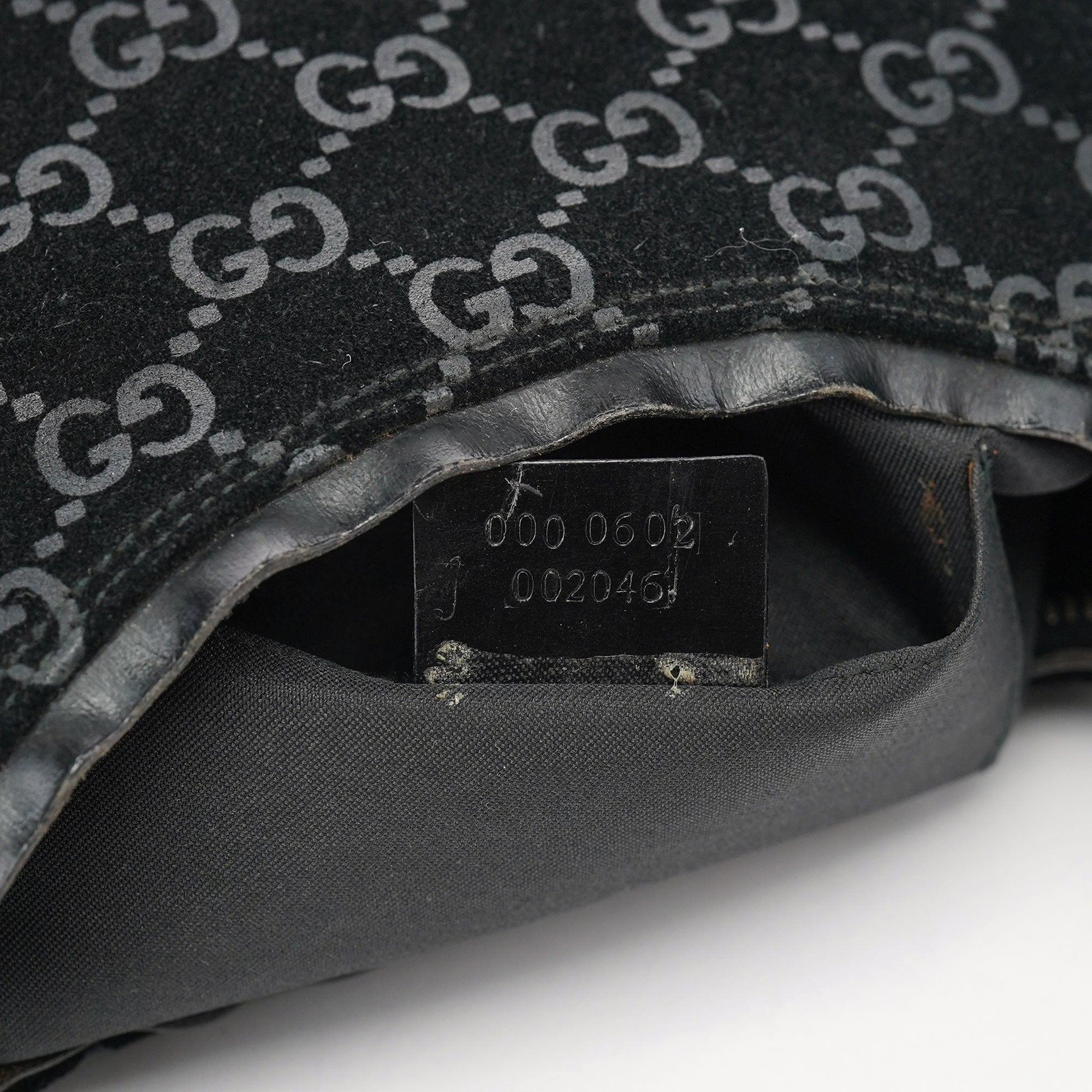 Gucci 1997 Black GG Suede Shoulder Bag