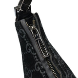 Gucci 1997 Black GG Suede Shoulder Bag