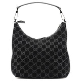 Gucci 1997 Black GG Suede Shoulder Bag