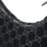 Gucci 1997 Black GG Suede Shoulder Bag
