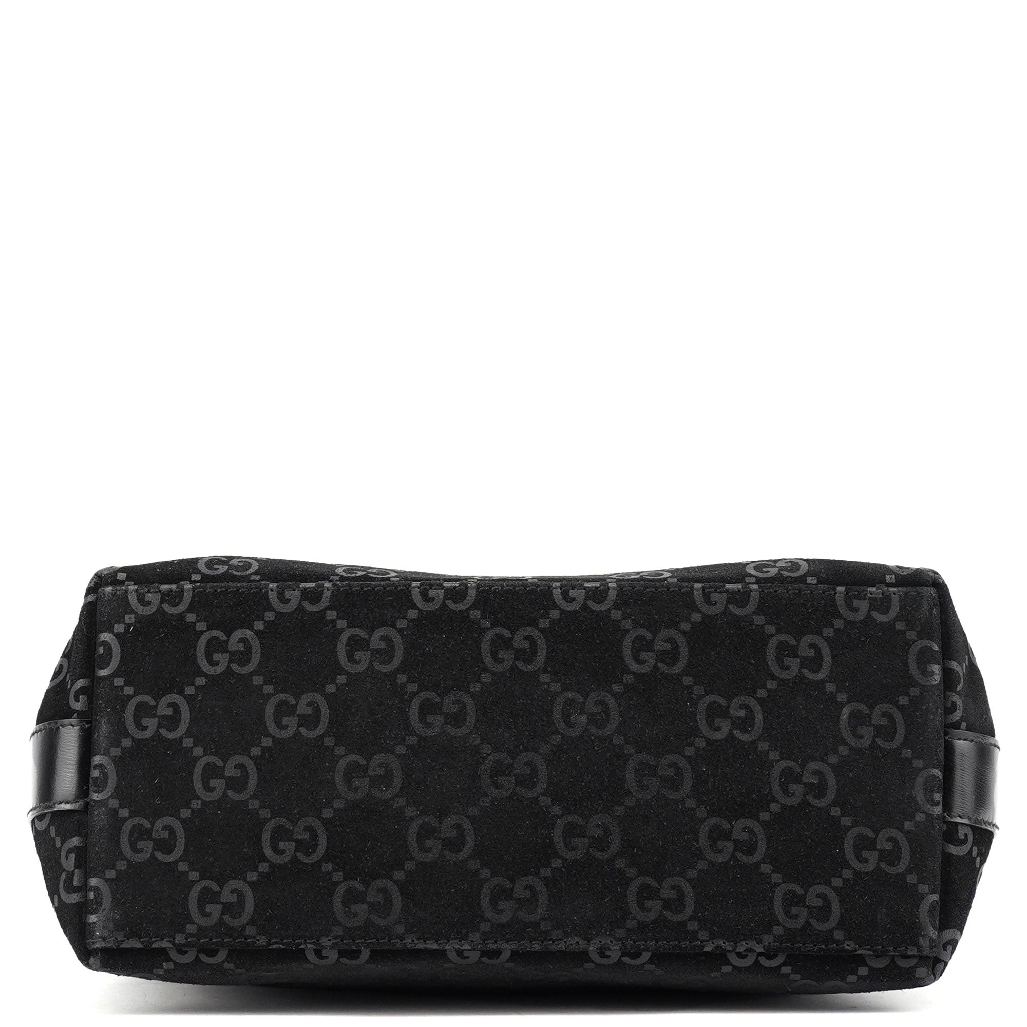 Gucci 1997 Black GG Suede Shoulder Bag