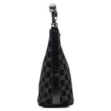 Gucci 1997 Black GG Suede Shoulder Bag