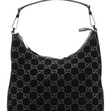 Gucci 1997 Black GG Suede Shoulder Bag