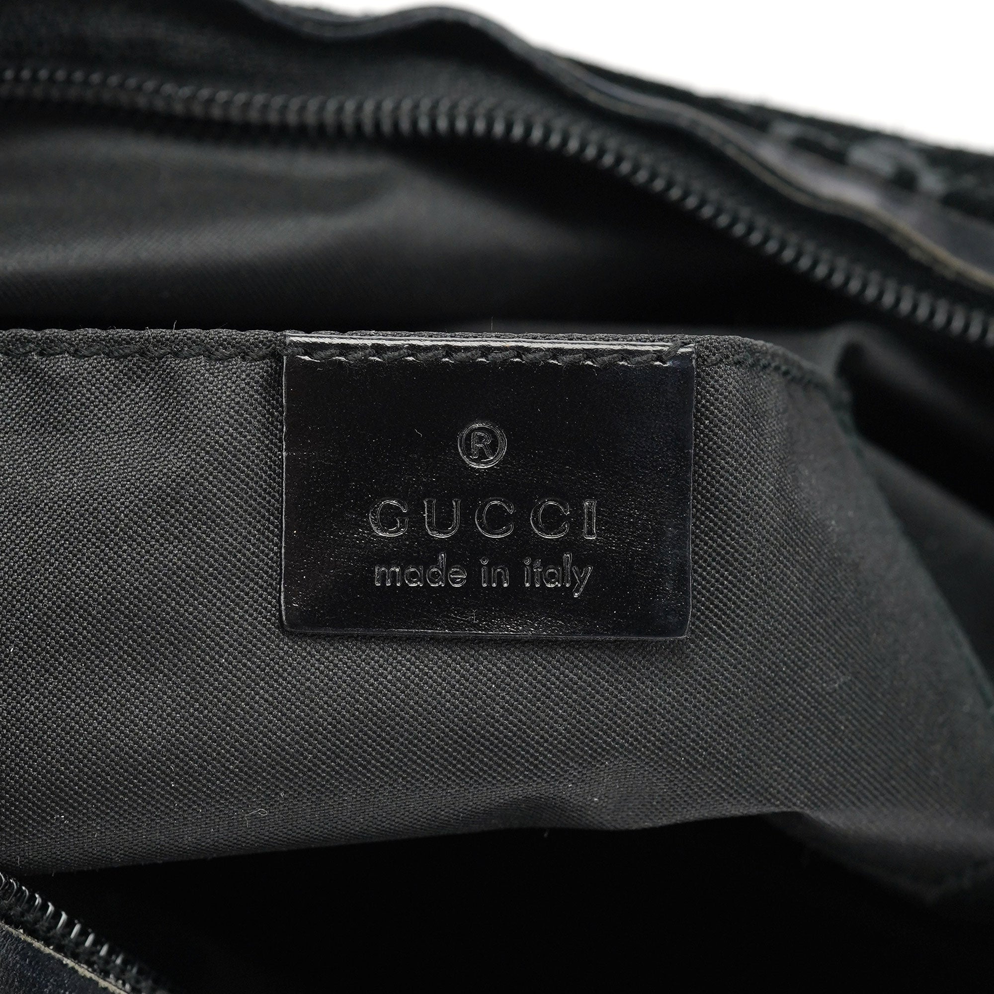 Gucci 1997 Black GG Suede Shoulder Bag