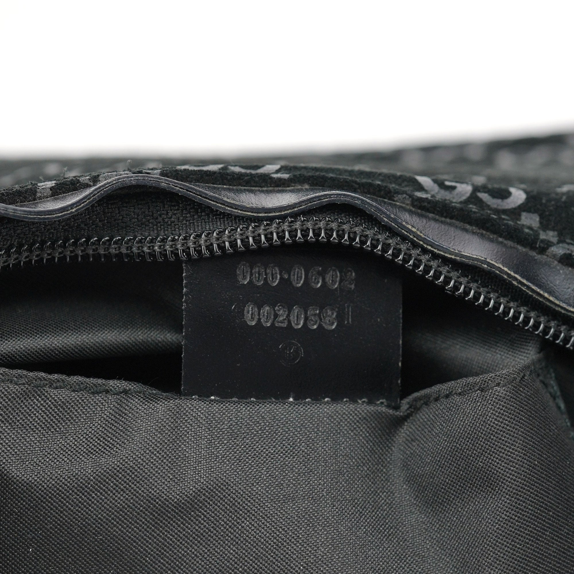Gucci 1997 Black GG Suede Shoulder Bag
