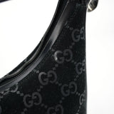 Gucci 1997 Black GG Suede Shoulder Bag