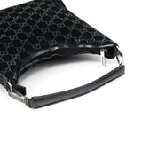 Gucci 1997 Black GG Suede Shoulder Bag