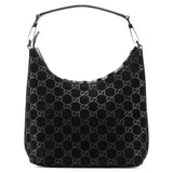 Gucci 1997 Black GG Suede Shoulder Bag