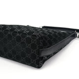 Gucci 1997 Black GG Suede Shoulder Bag