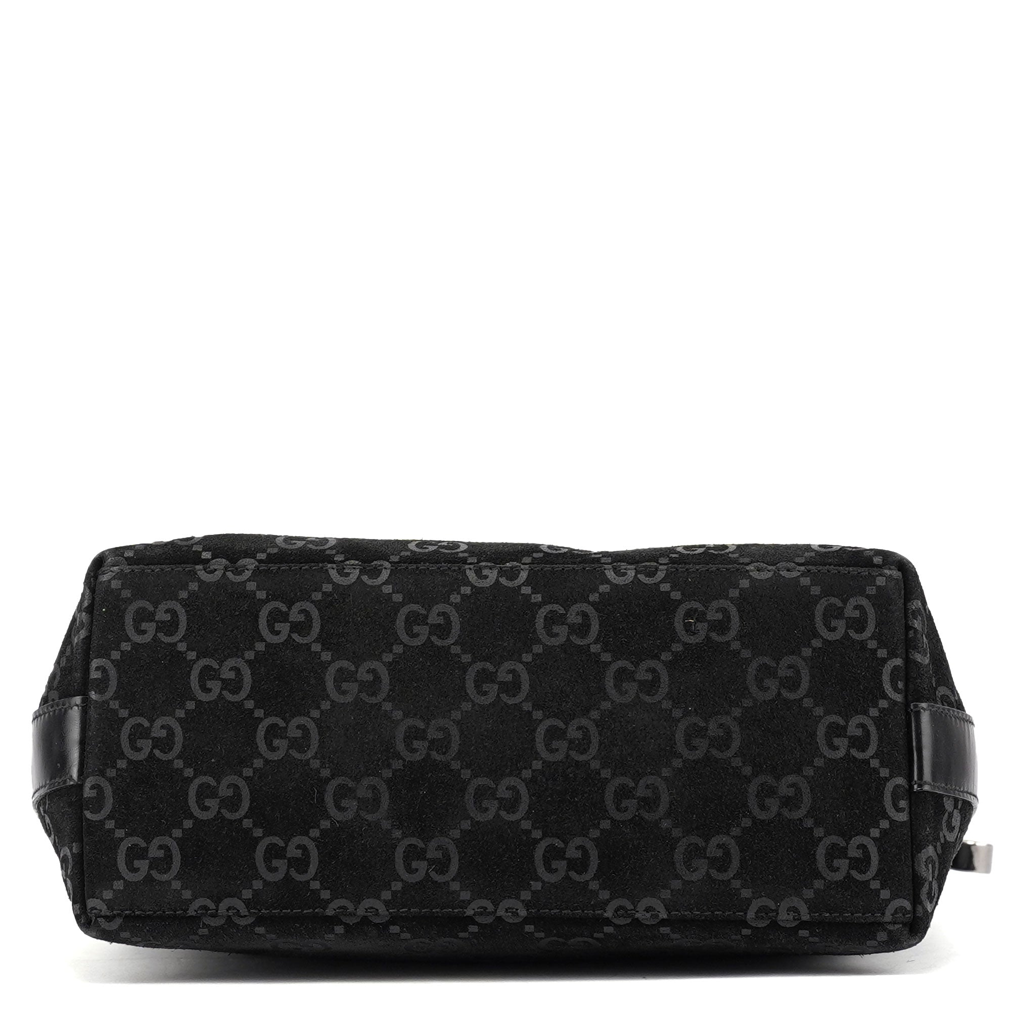 Gucci 1997 Black GG Suede Shoulder Bag
