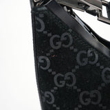 Gucci 1997 Black GG Suede Shoulder Bag