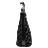 Gucci 1997 Black GG Suede Shoulder Bag
