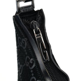 Gucci 1997 Black GG Suede Shoulder Bag