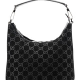 Gucci 1997 Black GG Suede Shoulder Bag