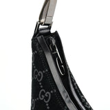 Gucci 1997 Black GG Suede Shoulder Bag