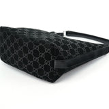 Gucci 1997 Black GG Suede Shoulder Bag