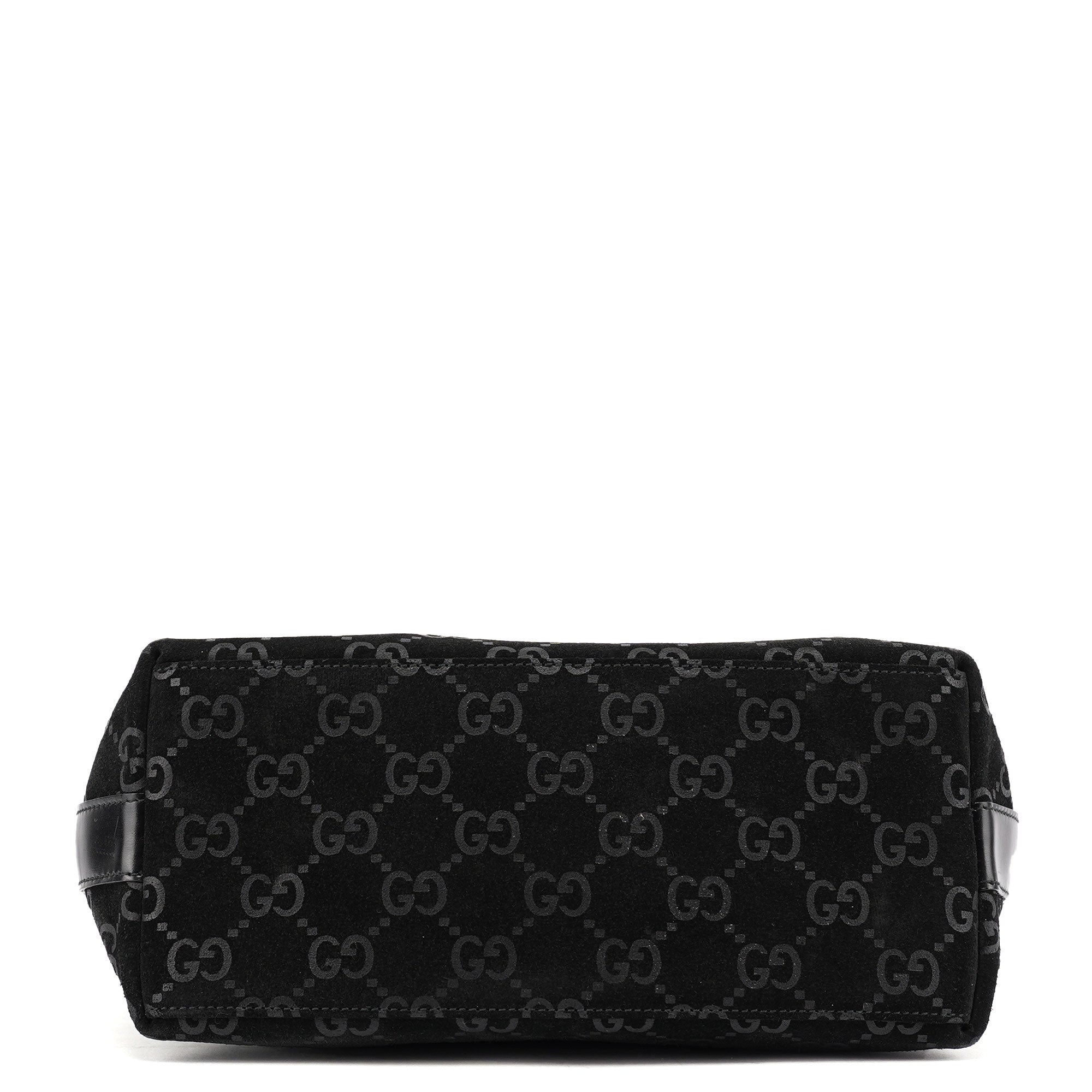 Gucci 1997 Black GG Suede Shoulder Bag