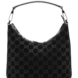 Gucci 1997 Black GG Suede Shoulder Bag