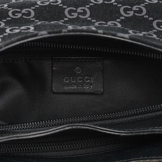 Gucci 1997 Black GG Suede Shoulder Bag