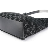 Gucci 1997 Black GG Suede Shoulder Bag