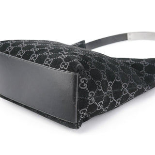 Gucci 1997 Black GG Suede Shoulder Bag