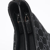 Gucci 1997 Black GG Suede Shoulder Bag