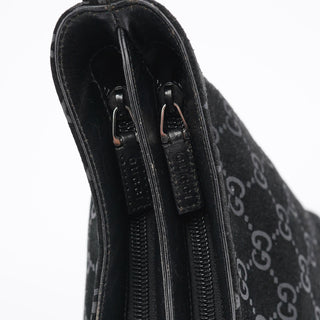 Gucci 1997 Black GG Suede Shoulder Bag