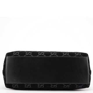 Gucci 1997 Black GG Suede Shoulder Bag