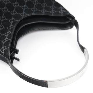 Gucci 1997 Black GG Suede Shoulder Bag