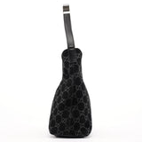 Gucci 1997 Black GG Suede Shoulder Bag
