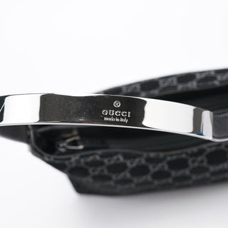 Gucci 1997 Black GG Suede Shoulder Bag