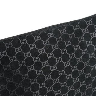 Gucci 1997 Black GG Suede Shoulder Bag