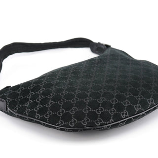 Gucci 1997 Black GG Suede Shoulder Bag
