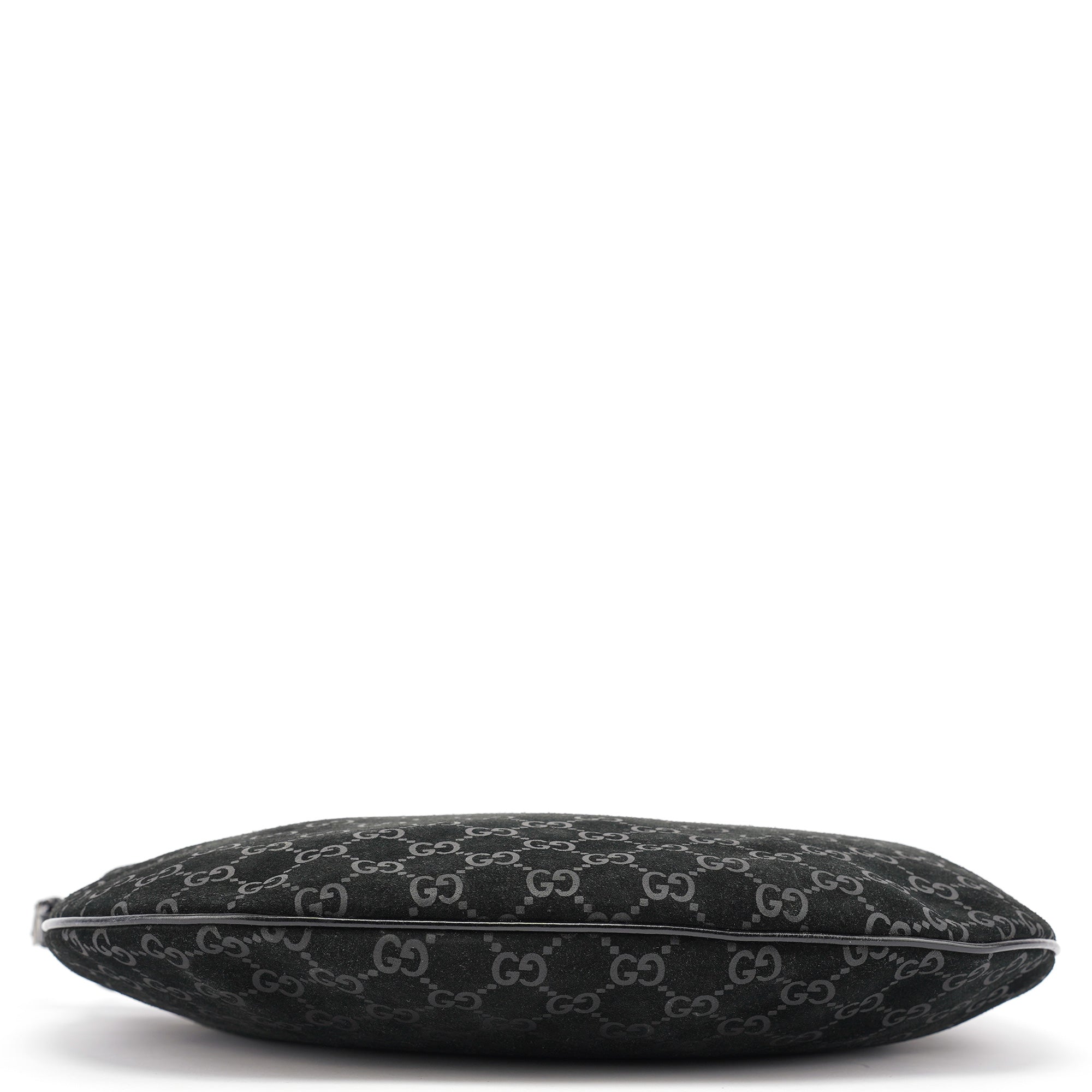 Gucci 1997 Black GG Suede Shoulder Bag