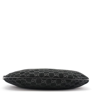Gucci 1997 Black GG Suede Shoulder Bag