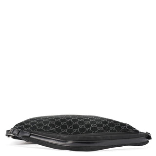 Gucci 1997 Black GG Suede Shoulder Bag