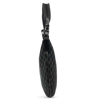 Gucci 1997 Black GG Suede Shoulder Bag