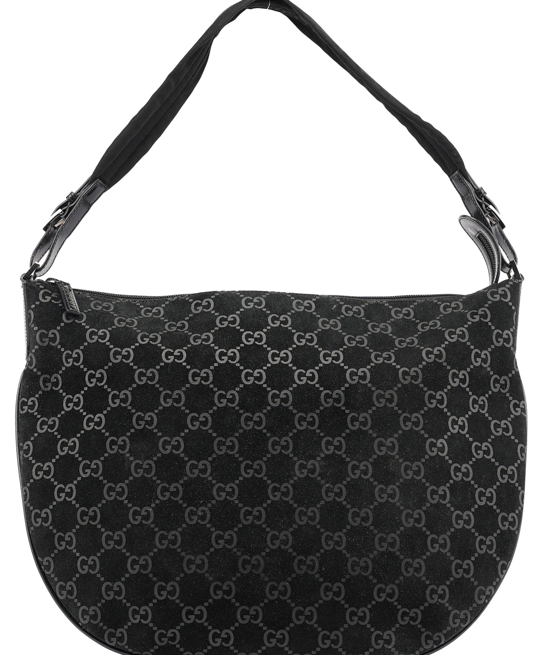 Gucci 1997 GG skuldertaske i sort ruskind